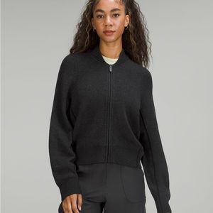 Lululemon reversible double knit zip-up sweater black grey sage